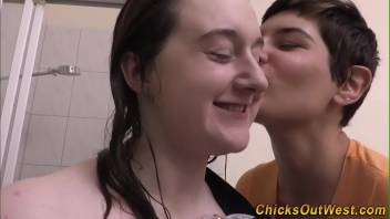 Hairy lesbian gets pussy fingered