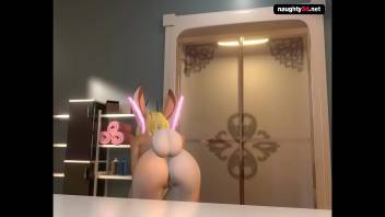 Sexy Pussy Furry Bunny Tease in Bathroom
