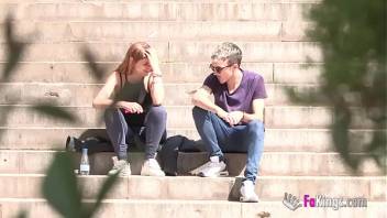 We find skinny a stoner girl in college campus and convince her to fuck a long dick